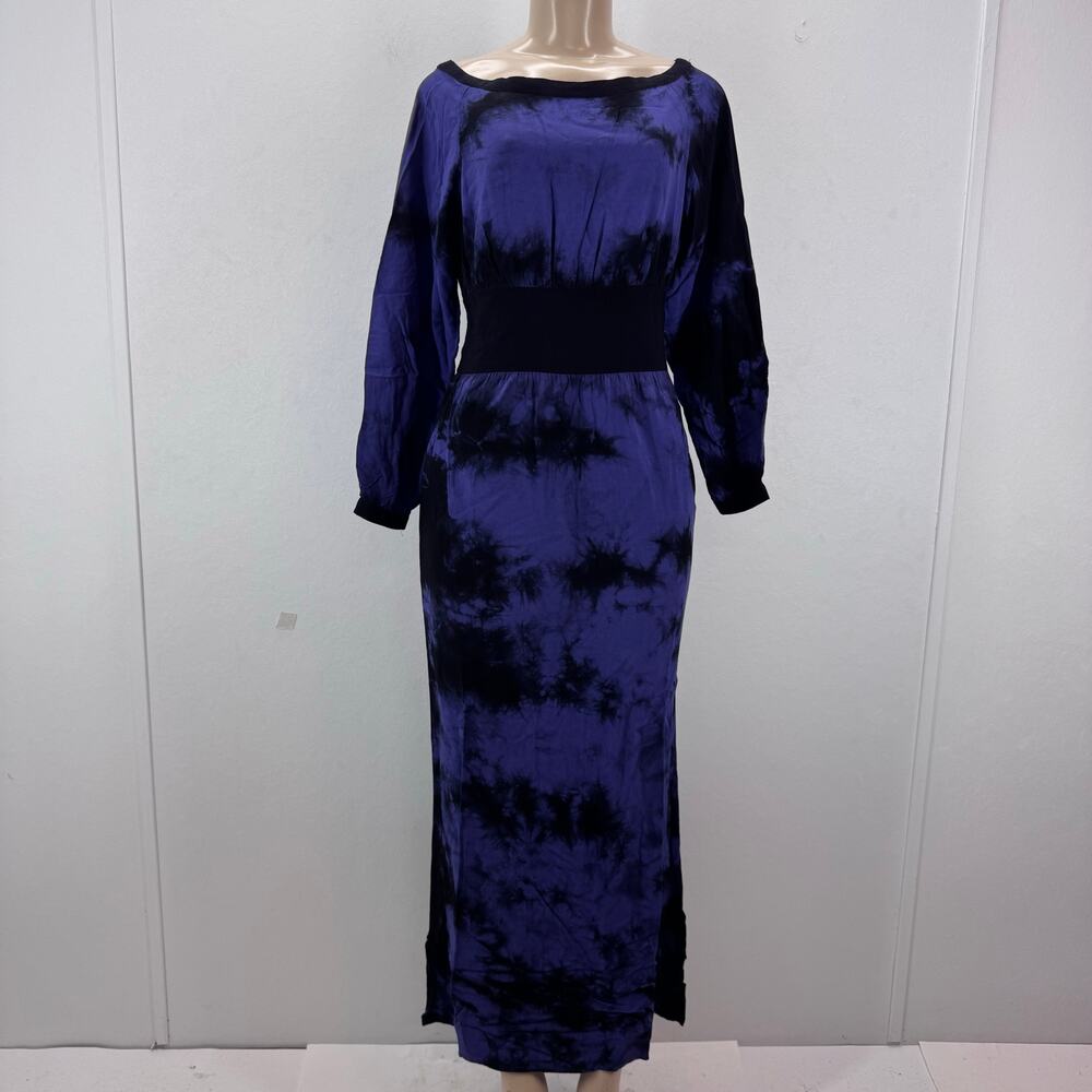 NWT ALICE'S PIG Women's US 4 Bella's Batik Maxi Dress Purple Tie Dye Boho Modest